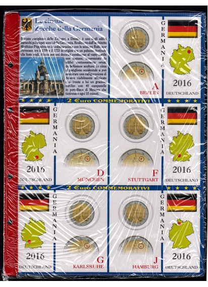 2016 Foglio Germania 2 Euro 5 Zecche 
